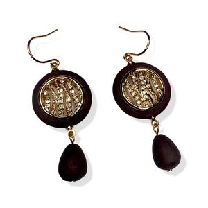 Rose Gold Diamond Dark Brown Drop Earrings